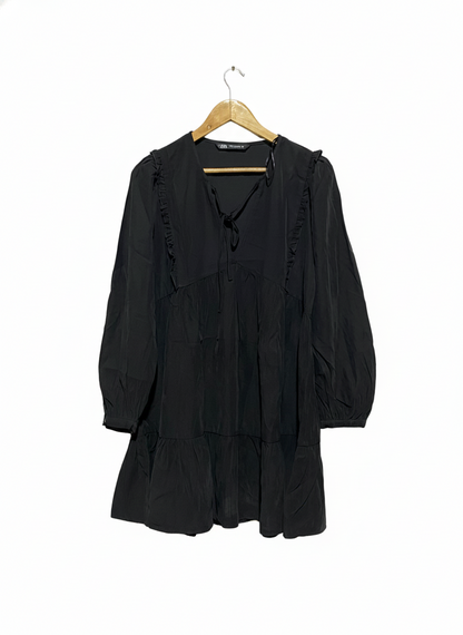 ZARA |M| BUST 19| Black Flowy Mini Dress