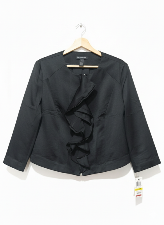 NEW INC International Concepts Women's Long Sleeve Zip-Up, Black, W-19 / L-19