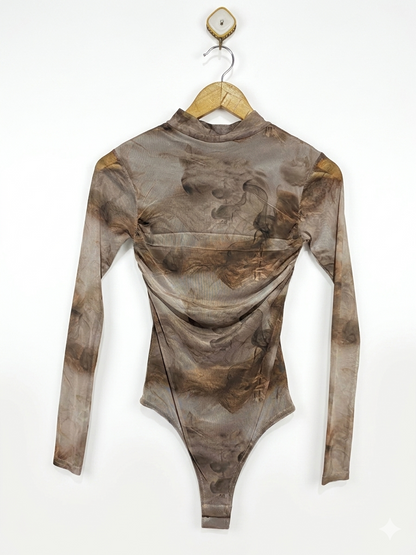 PRETTYLITTLE THING |XS| BUST 13| B24| PREMIUM ABSTRACT PRINT MESH BODYSUIT