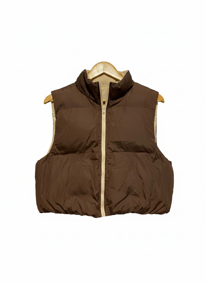 SHEIN|L|BUST 20|REVERSIBLE BROWN AND BEIGE PUFFER VEST