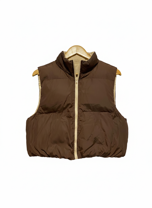 SHEIN|L|BUST 20|REVERSIBLE BROWN AND BEIGE PUFFER VEST
