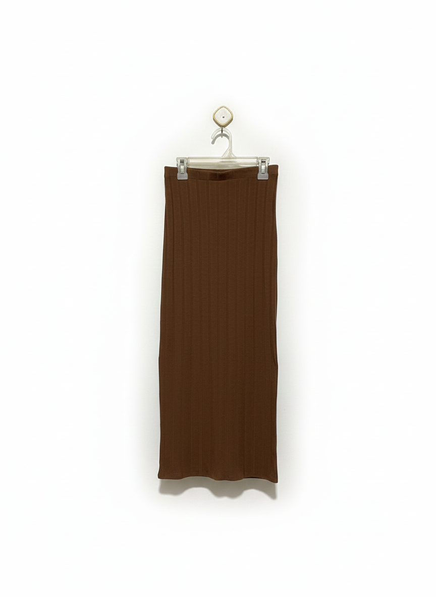 NEW LOOK |S| BUST 24| Brown Ribbed Midi Skirt