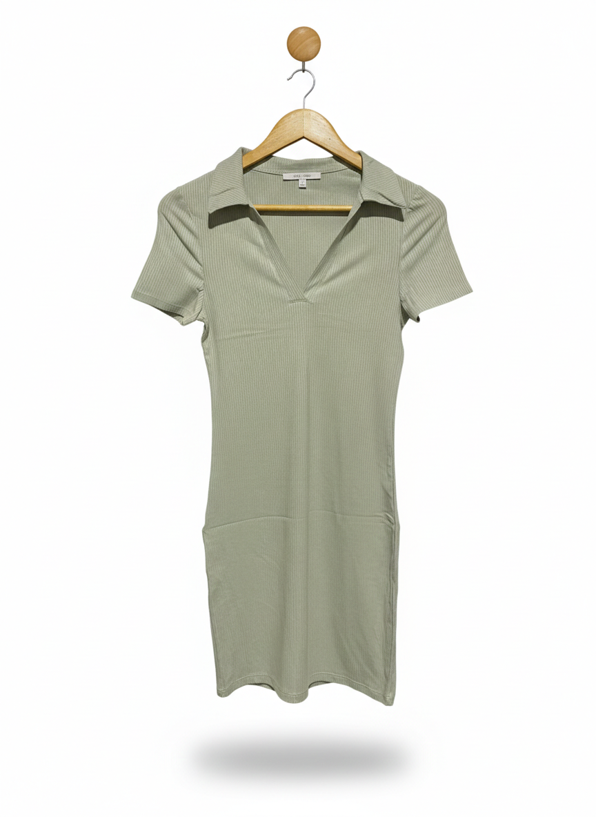 LOVE TREE |S| BUST 13| Bodycon mini dress with a polo style collar and V-neck opening