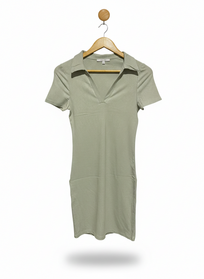 LOVE TREE |S| BUST 13| Bodycon mini dress with a polo style collar and V-neck opening