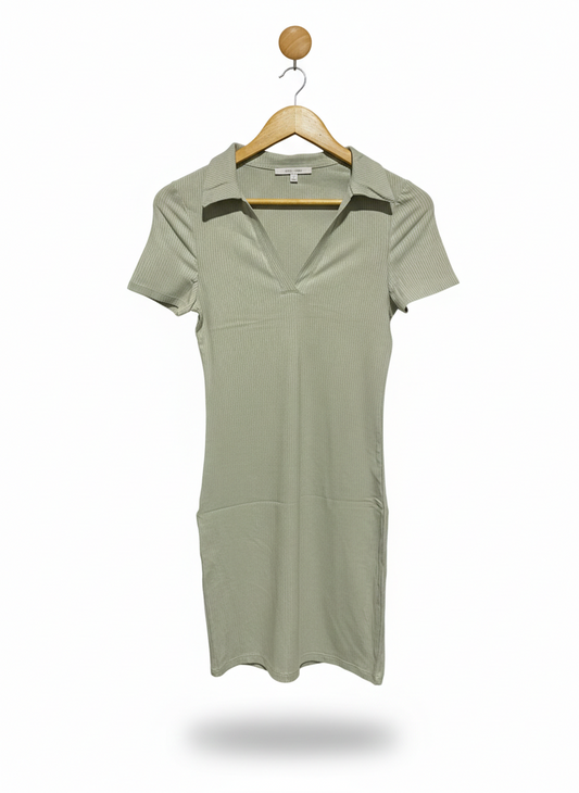 LOVE TREE |S| BUST 13| Bodycon mini dress with a polo style collar and V-neck opening