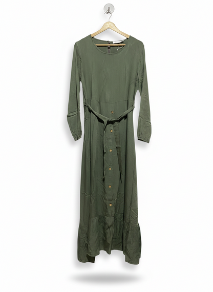 P L D |S| BUST 18| C3| OLIVE GREEN TIERED MAXI DRESS