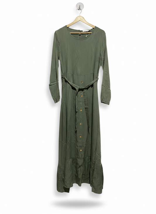 P L D |S| BUST 18| C3| OLIVE GREEN TIERED MAXI DRESS