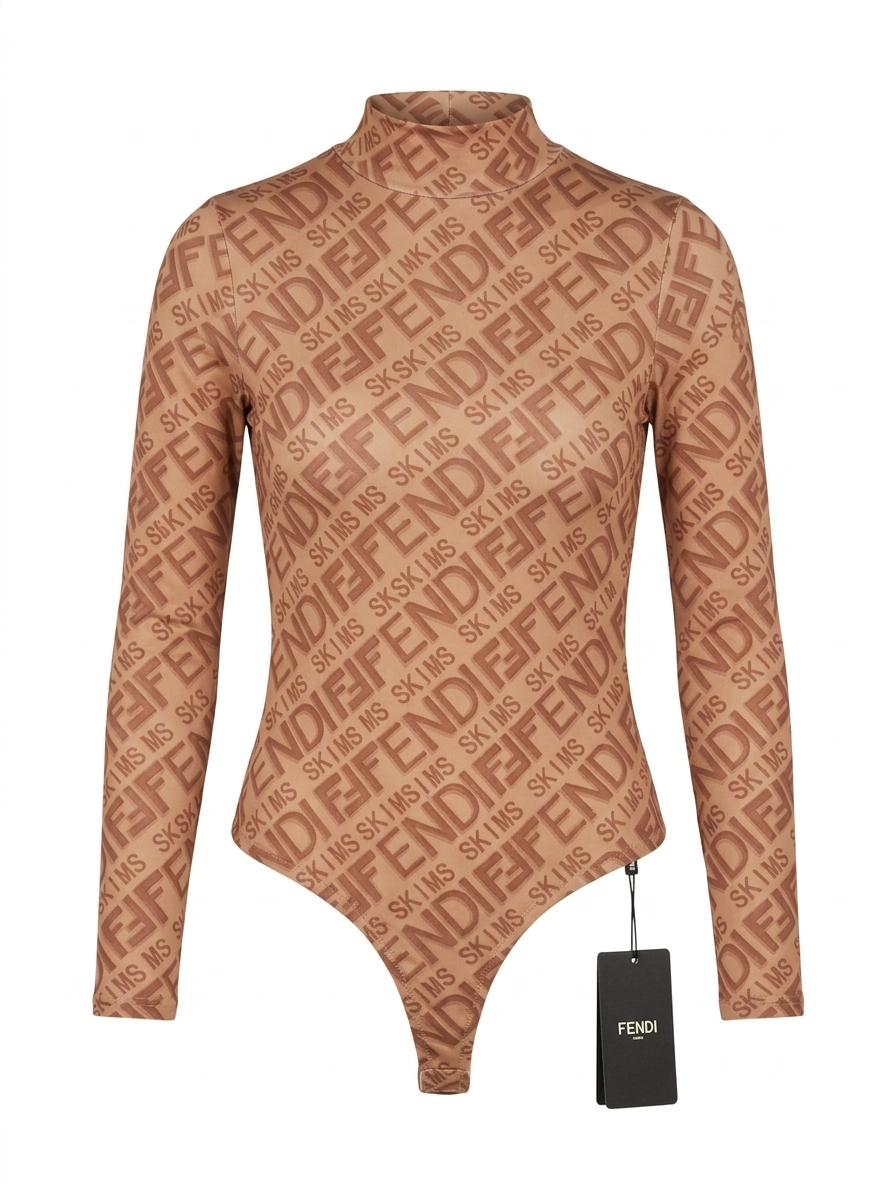 FENDI |S| BUST 15| B11|  MOCK NECK LONG SLEEVE BODYSUIT