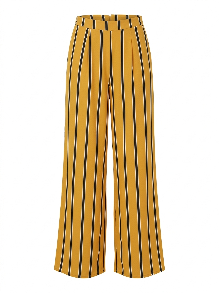 I SAW IT FIRST |M| WAIST 26| MUSTARD YELLOW STRIPED WIDE-LEG TROUSERS