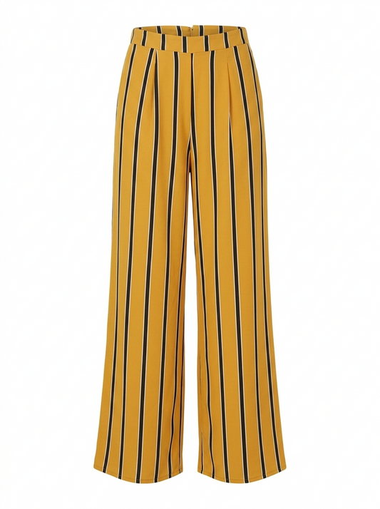 I SAW IT FIRST |M| WAIST 26| C8| MUSTARD YELLOW STRIPED WIDE-LEG TROUSERS