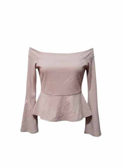 BCBG MAXAZRIA|S|BUST 16|C2|“Tia” Off-Shoulder Long-Sleeved Top
