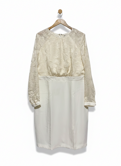 PHOSE EIGHT |XL| BUST 21| C3| WOMEN’S CREAM KNEE-LENGTH COCKTAIL DRESS - ELEGANT FLORAL LACE BODICE AND SLEEVES