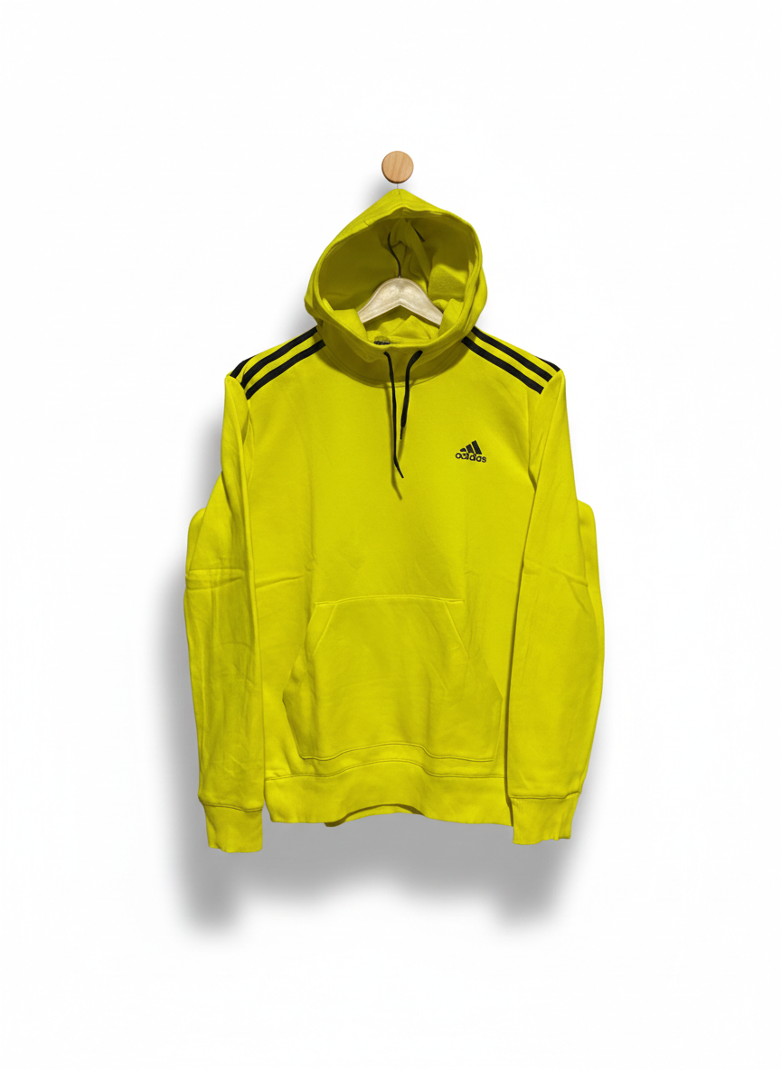 ADIDAS |M| BUST 20| NEON YELLOW 3-STRIPE PULLOVER HOODIE