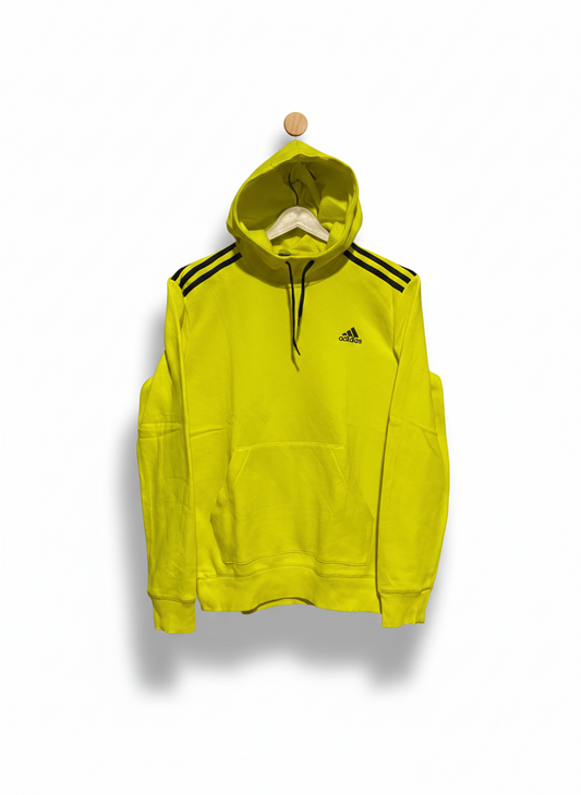 ADIDAS |M| BUST 20| NEON YELLOW 3-STRIPE PULLOVER HOODIE