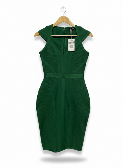 BELLA BARNETT |M| BUST 15| RICH EMERALD GREEN BANDAGE DRESS.