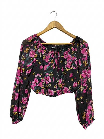 DOTTI |M| BUST 17| B20| VIBRANT FLORAL PRINT LONG SLEEVE CROP TOP