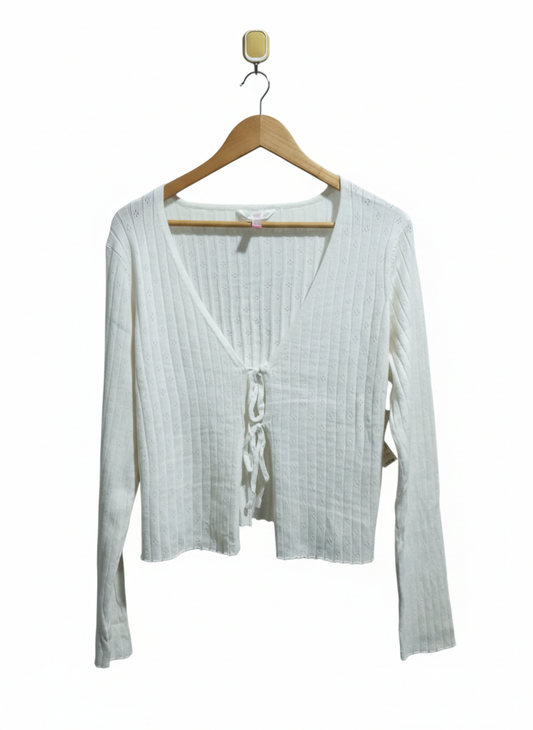 NO BOUNDARIES|XXL|BUST 20|Ribbed Tie-Front Cropped Cardigan