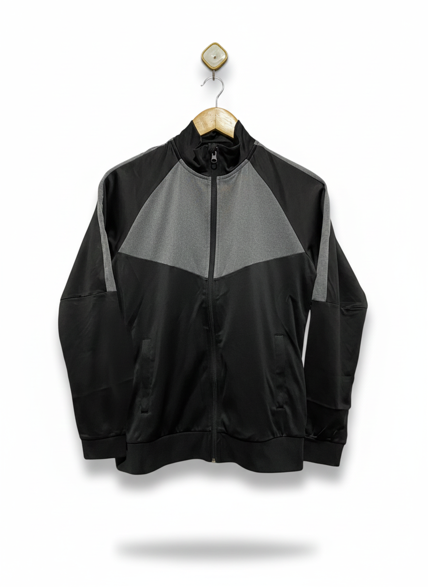 WORK OUT |S/M| BUST 19| Black And Grey Full-Zip Track Jacket
