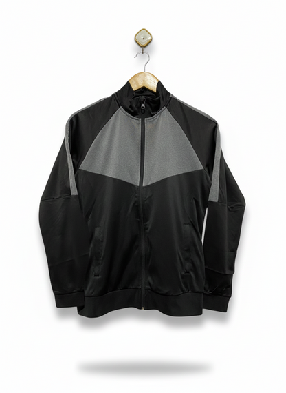 WORK OUT |S/M| BUST 19| Black And Grey Full-Zip Track Jacket