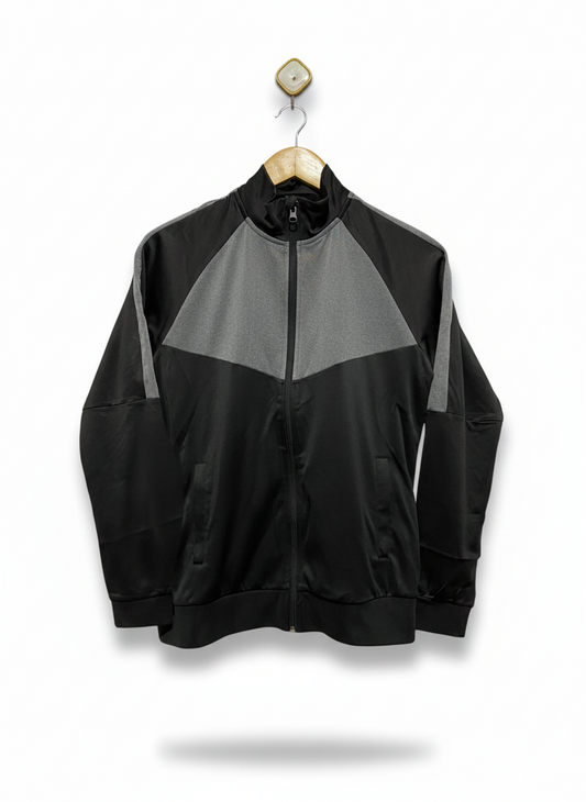 WORK OUT |S/M| BUST 19| Black And Grey Full-Zip Track Jacket