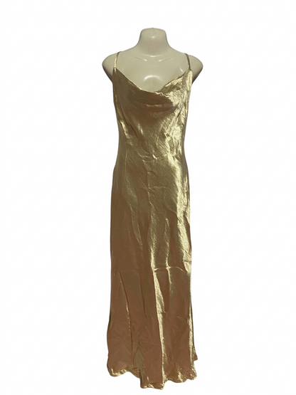 PUBLIC DESIRE |M| BUST 16| B7| LUXURIOUS CHAMPAGNE GOLD SATIN COWL NECK SLIP MAXI DRESS