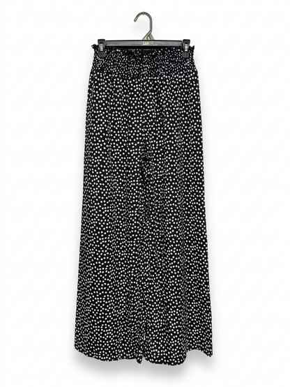 SHEIN |L| WAIST 26| B6| CHIC BLACK AND WHITE POLKA DOT SMOCKED WAIST PALAZZO PANTS