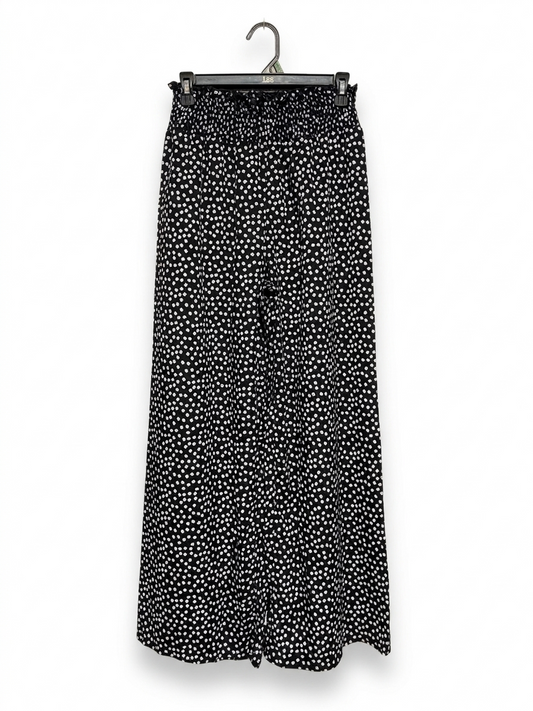 SHEIN |L| WAIST 26| B6| CHIC BLACK AND WHITE POLKA DOT SMOCKED WAIST PALAZZO PANTS