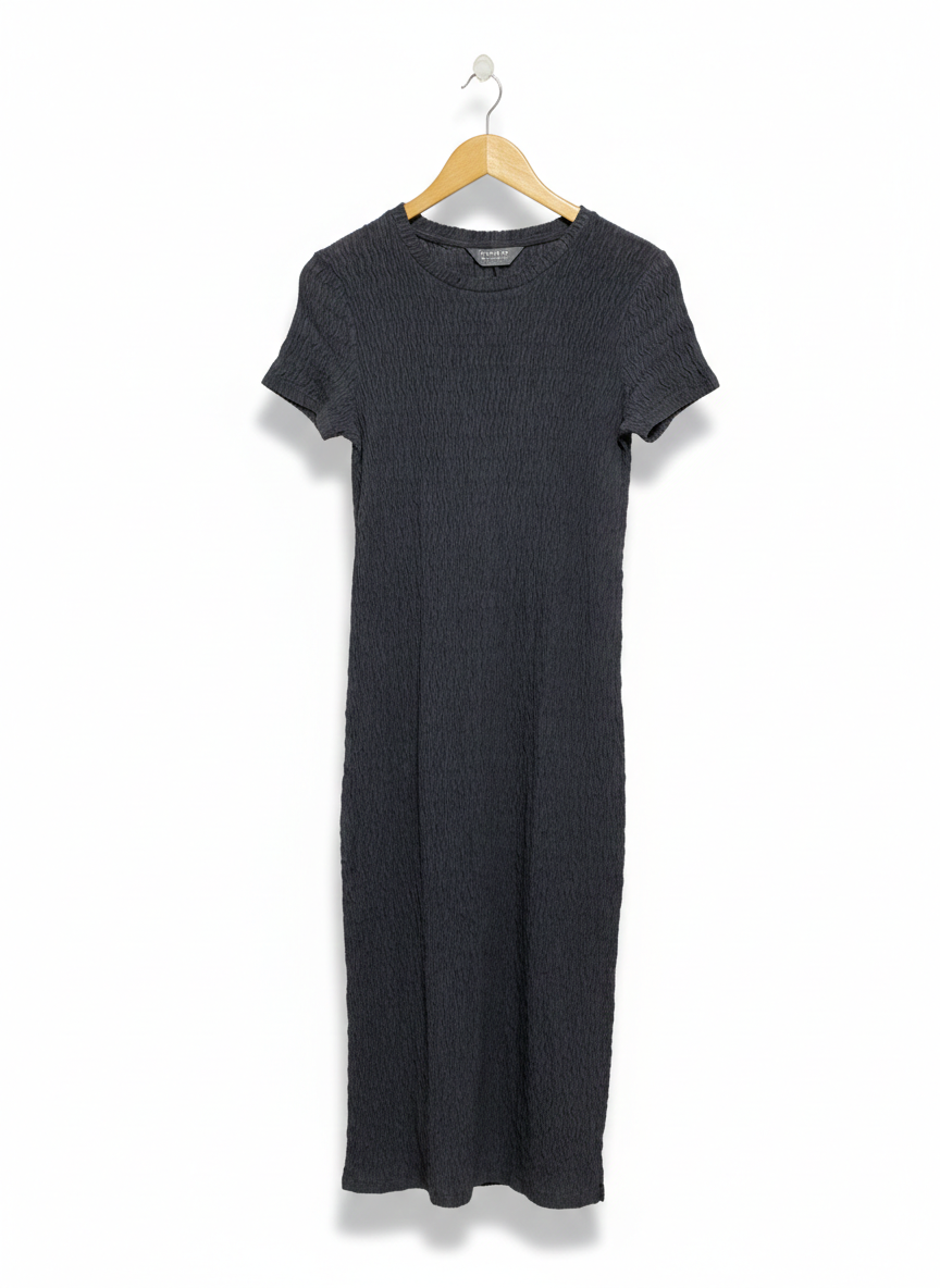 PRIMARK |S| BUST 15| MIDNIGHT TEXTURED RIBBED MIDI DRESS