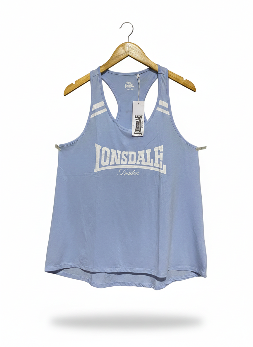 LONSDALE |L| BUST 19| STYLISH AND BREATHABLE LIGHT BLUE ATHLETIC TANK WITH ICONIC LONSDALE LONDON BRANDING