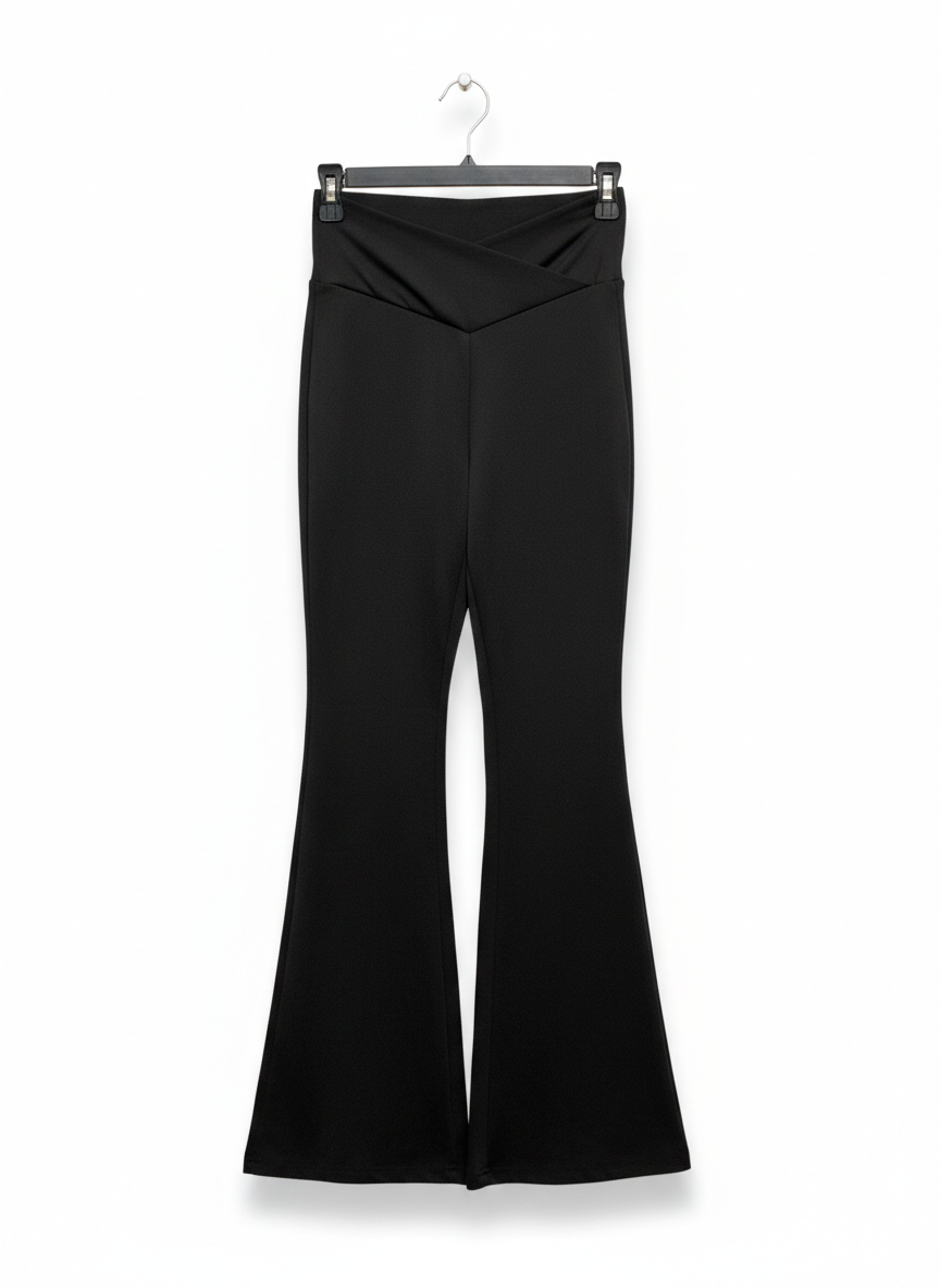 BLACK HIGH-WAISTED FLARE LEGGINGS |S| WAIST 24|