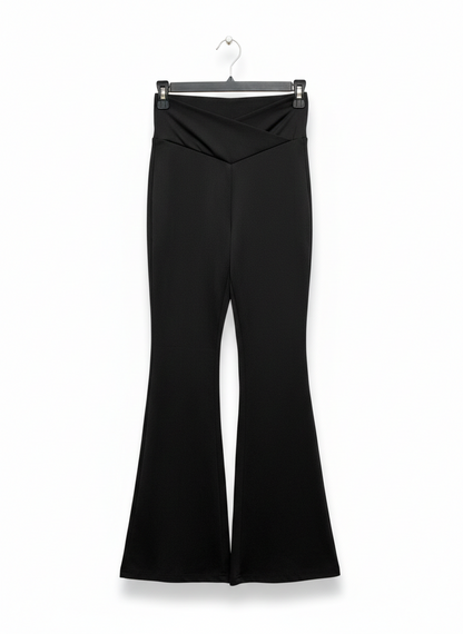 BLACK HIGH-WAISTED FLARE LEGGINGS |S| WAIST 24|