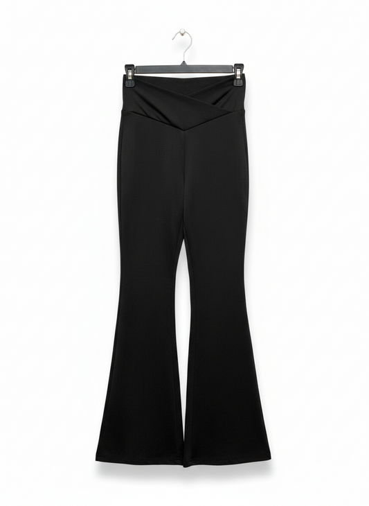 BLACK HIGH-WAISTED FLARE LEGGINGS |S| WAIST 24|