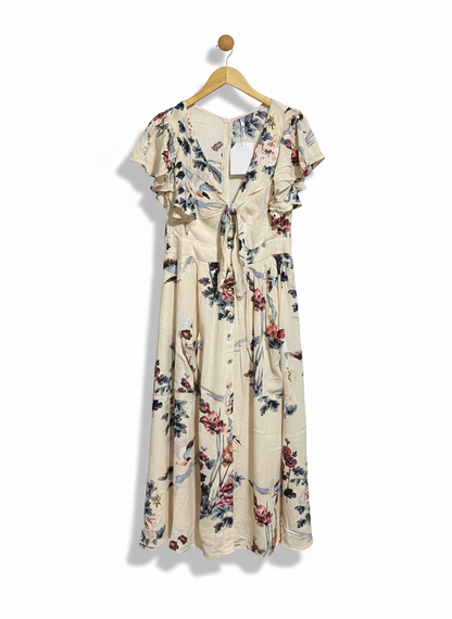 INDIKAH |M| BUST 16| C3| V-NECK TIE-FRONT MIDI DRESS