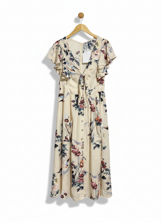 INDIKAH |M| BUST 16| C3| V-NECK TIE-FRONT MIDI DRESS