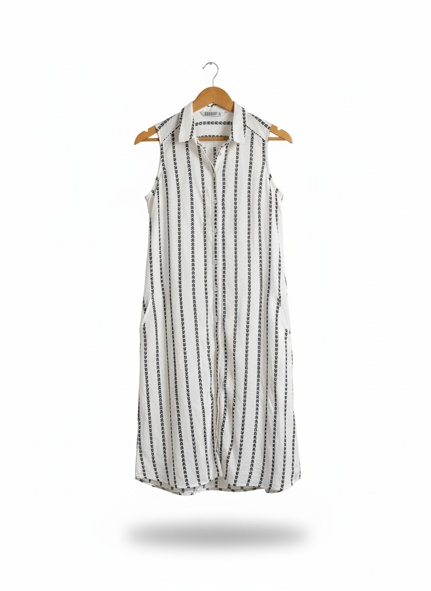 ZARA BASIC Striped Sleeveless Long Shirt Dress