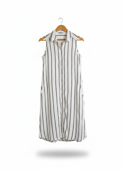 ZARA BASIC Striped Sleeveless Long Shirt Dress