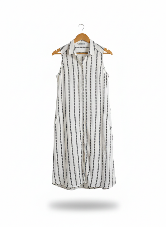 ZARA BASIC Striped Sleeveless Long Shirt Dress
