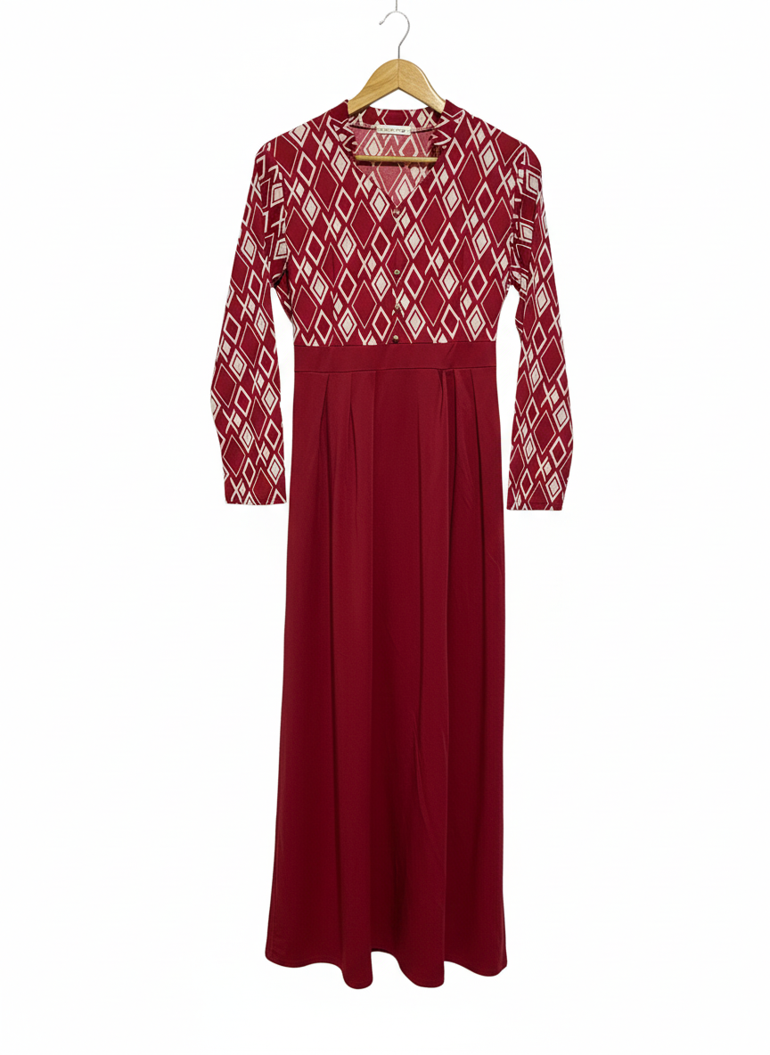 LINNA LING|L|BUST 19| C5| Red Diamond Maxi Dress