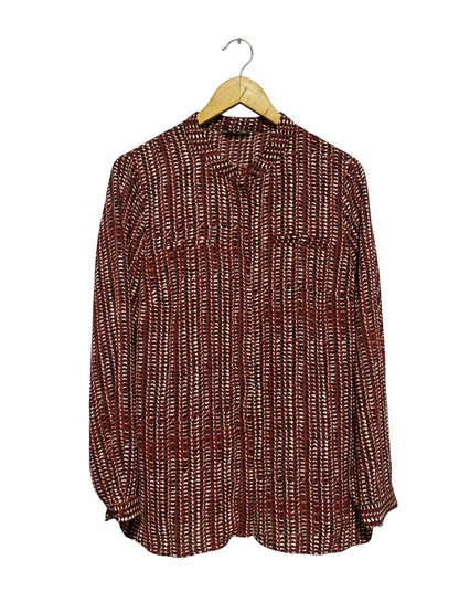 PAPAYA |L| BUST 21| B10| LUXE BURGUNDY RUFFLE EYELET BLOUSE FOR WOMEN