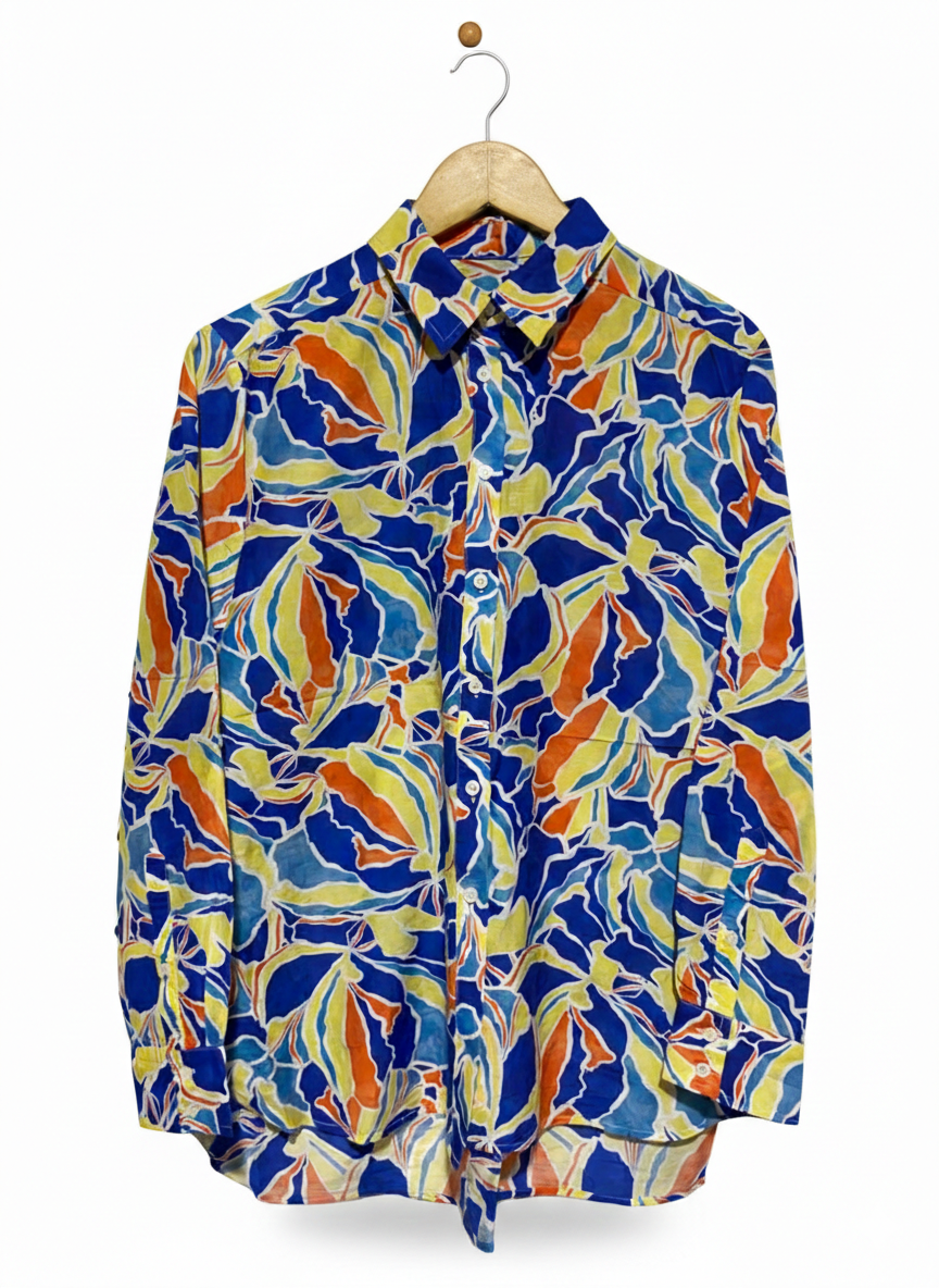 SPORTS CRAFT |L| BUST 20| BOLD MULTI-COLOR LONG SLEEVE BLOUSE