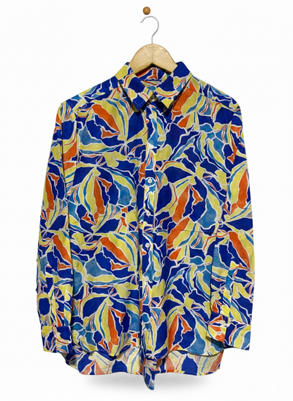 SPORTS CRAFT |L| BUST 20| BOLD MULTI-COLOR LONG SLEEVE BLOUSE