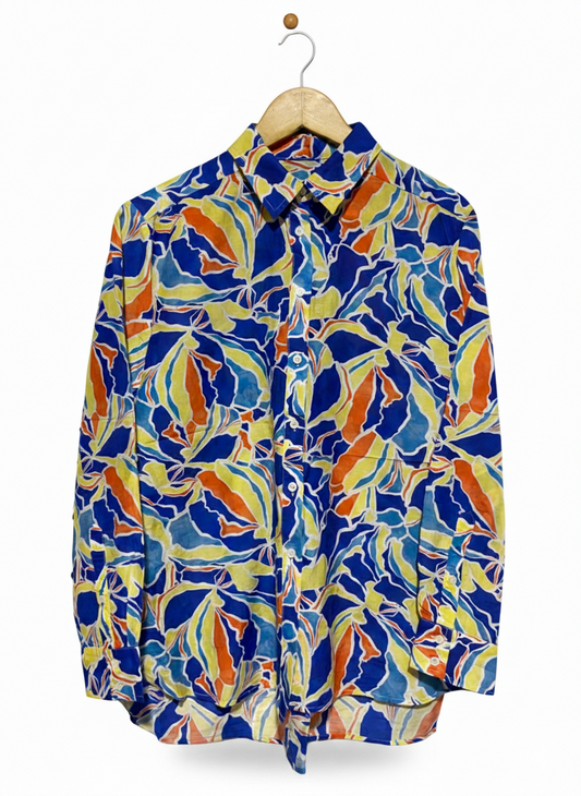 SPORTS CRAFT |L| BUST 20| BOLD MULTI-COLOR LONG SLEEVE BLOUSE