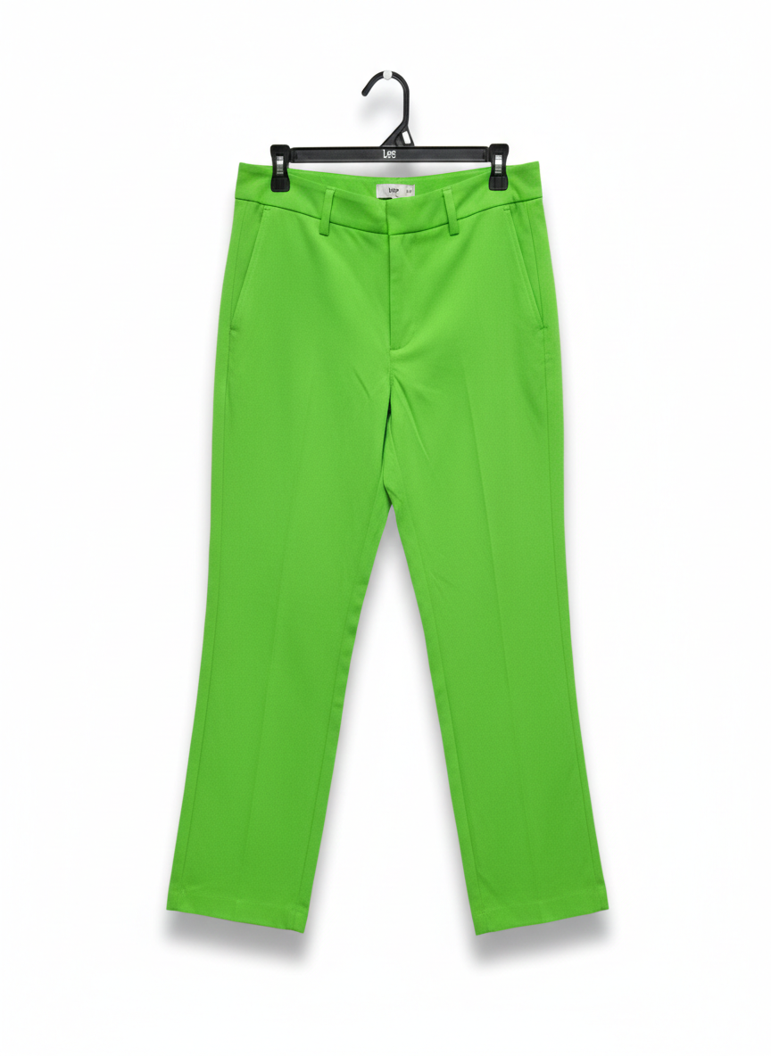 SINSAY |L| WAIST 32| VIBRANT LIME GREEN HIGH-WAISTED TAILORED TROUSERS