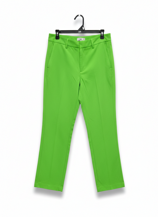 SINSAY |L| WAIST 32| VIBRANT LIME GREEN HIGH-WAISTED TAILORED TROUSERS
