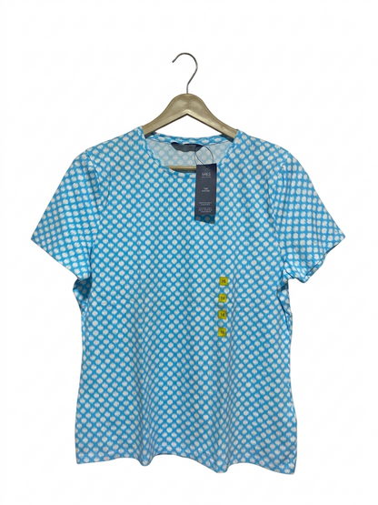 M&S  |L| BUST 19| B9| SKY BLUE POLKA DOT COTTON T-SHIRT