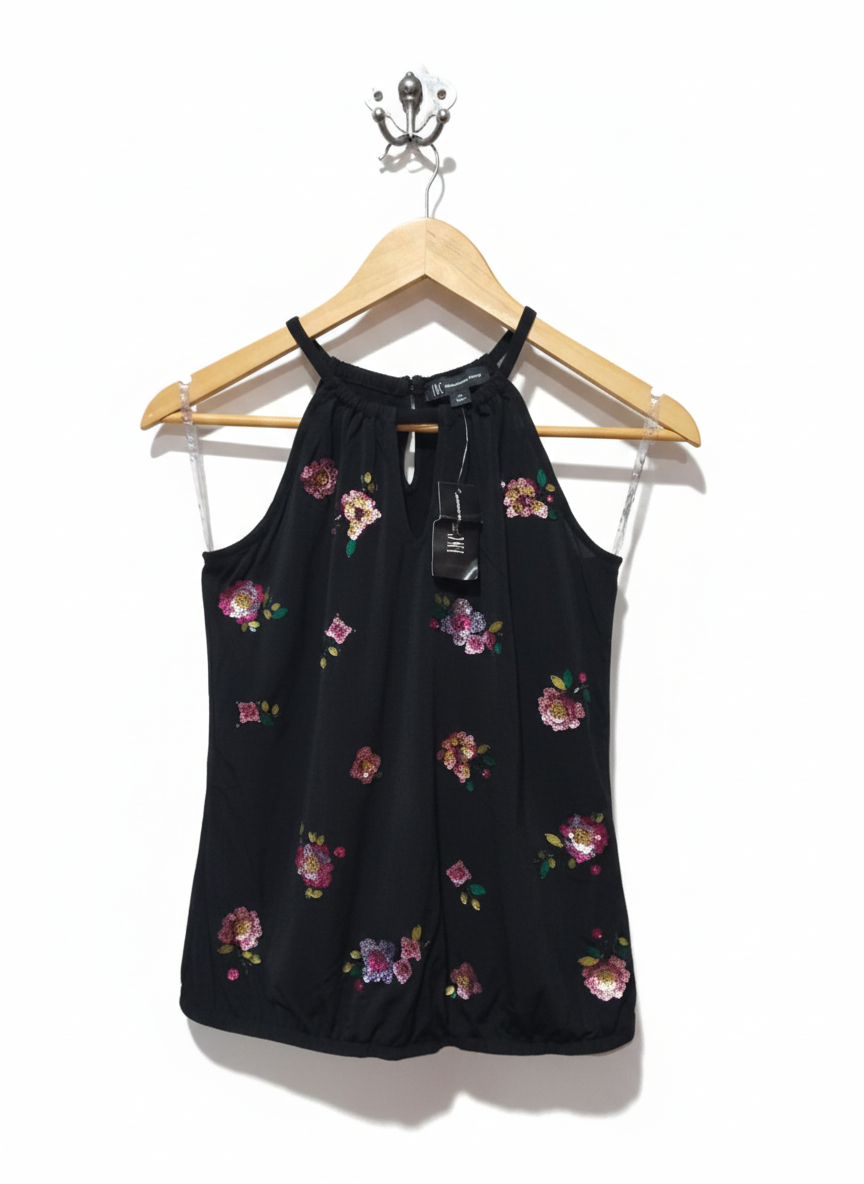 INC INTERNATIONAL CONCEPTS|XS|BUST 15| Women's Embellished Bubble Hem Halter Top