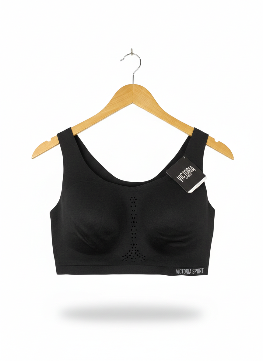 VICTORIA SPORT |L| BUST 14| SPORT BLACK SEAMLESS MOLDED CUP SPORTS BRA
