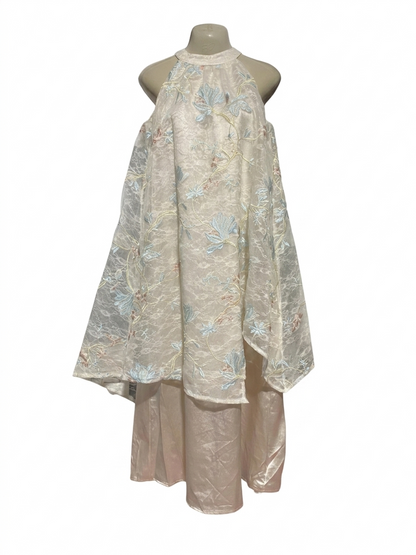 HMM |M| BUST 19| B26| ETHEREAL EMBROIDERED LACE HALTER MAXI DRESS