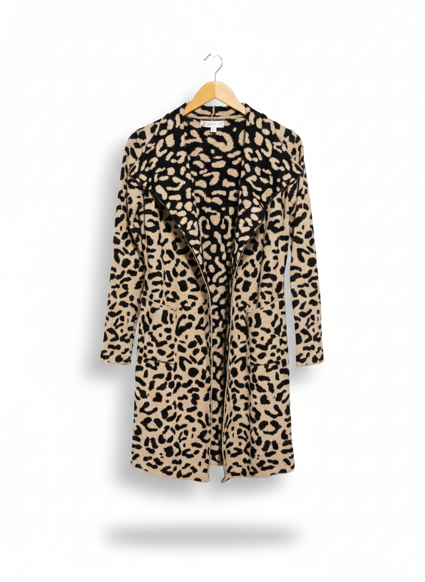 MIRADE |S/M| BUST 17| LEOPARD PRINT OPEN-FRONT CARDIGAN