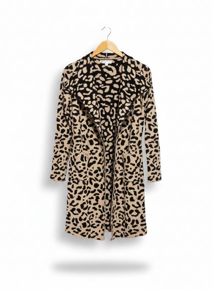MIRADE |S/M| BUST 17| LEOPARD PRINT OPEN-FRONT CARDIGAN